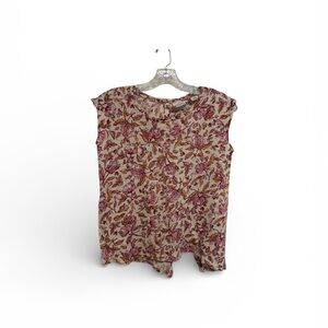 Haute Hippie Pink Floral Blouse Size Small Womens 100% Linen